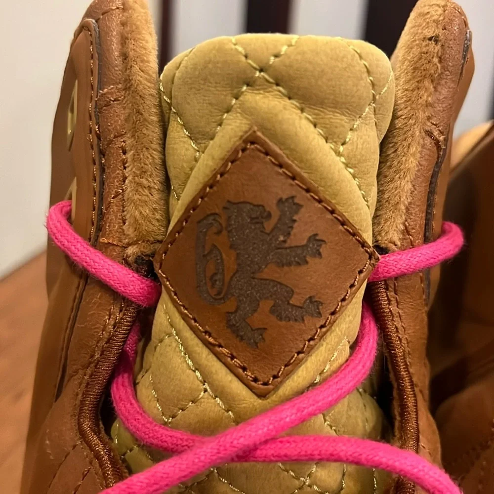 Nike Brown High-Top Sneakers with Pink Laces
